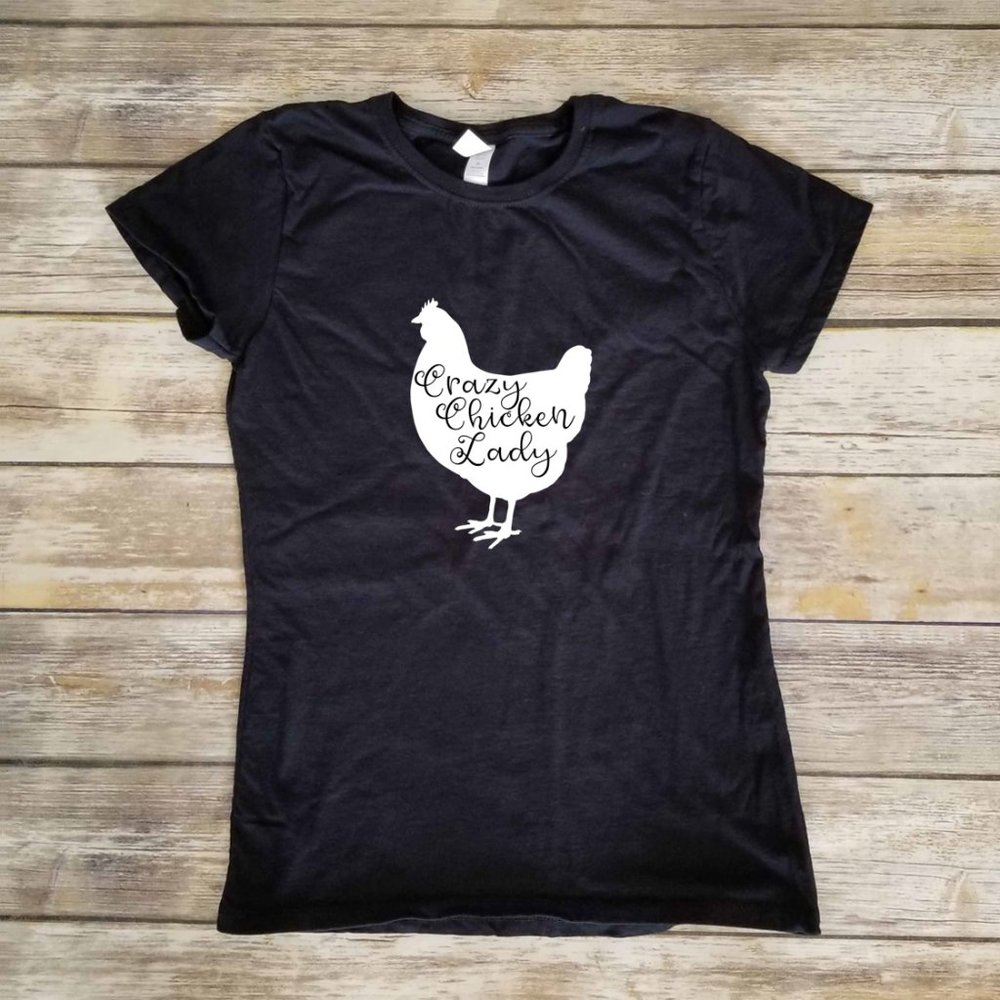 Crazy Chicken Lady - Women's Black fitted Tshirt